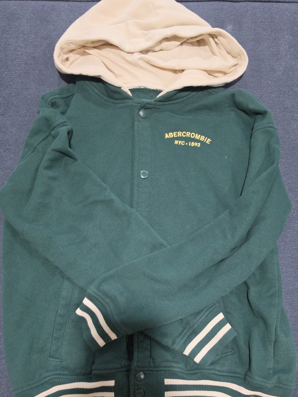 Abercrombie & Fitch Kids Forest Green Hooded Sweatshirt with Cream Hood